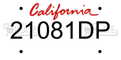 21081DP California License Plate