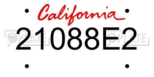21088E2 California License Plate