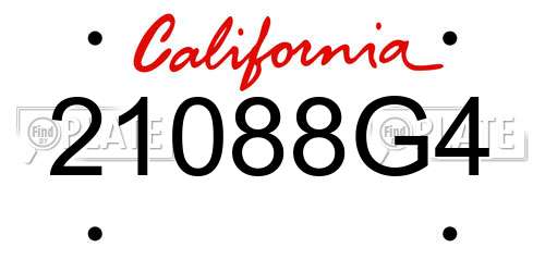 21088G4 California License Plate