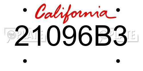 21096B3 California License Plate
