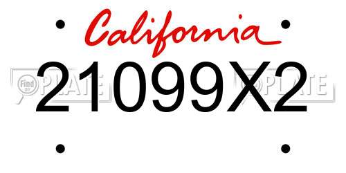 21099X2 California License Plate