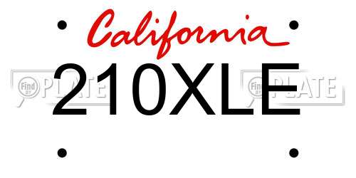 210XLE California License Plate
