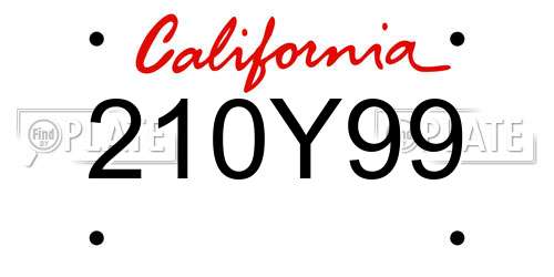 210Y99 California License Plate