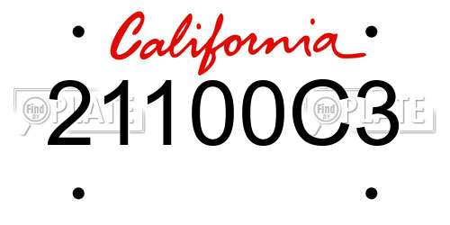 21100C3 California License Plate