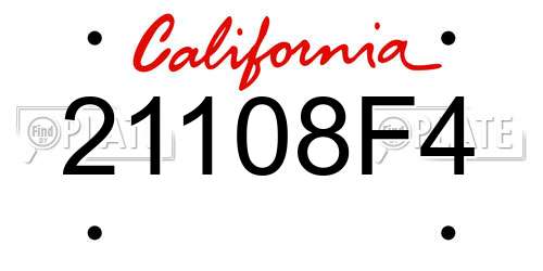 21108F4 California License Plate