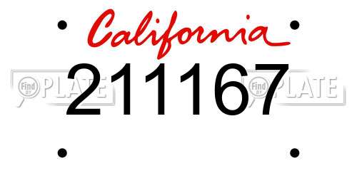 211167 California License Plate