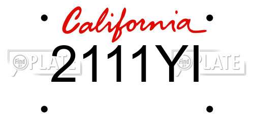 2111YI California License Plate