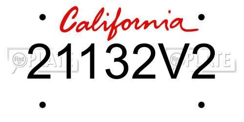21132V2 California License Plate