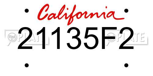 21135F2 California License Plate