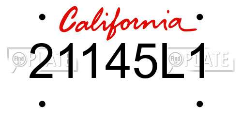 21145L1 California License Plate