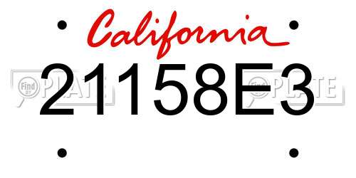 21158E3 California License Plate