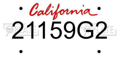 21159G2 California License Plate