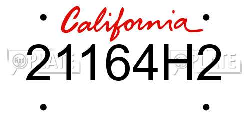 21164H2 California License Plate