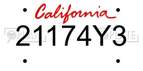 21174Y3 California License Plate