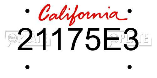 21175E3 California License Plate