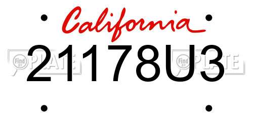 21178U3 California License Plate