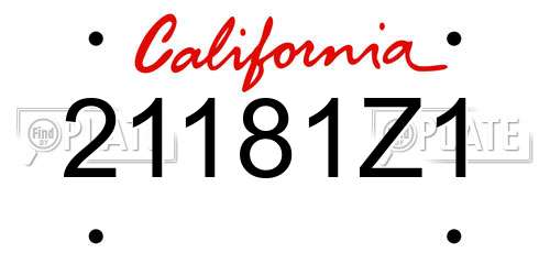 21181Z1 California License Plate