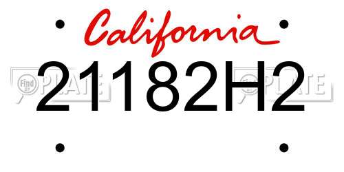21182H2 California License Plate