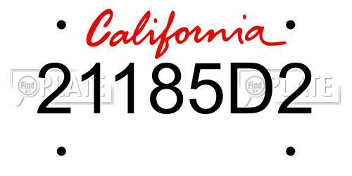 21185D2 California License Plate
