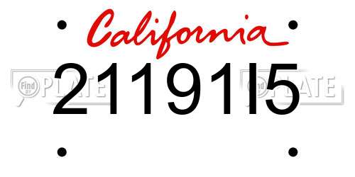 21191I5 California License Plate