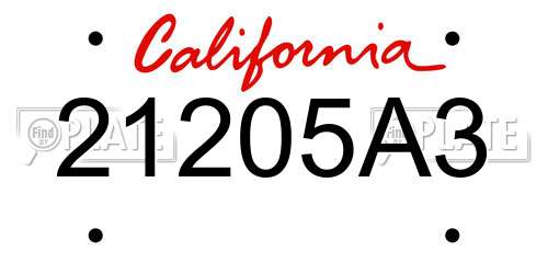 21205A3 California License Plate
