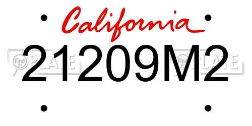 21209M2 California License Plate
