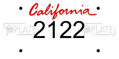 2122 California License Plate