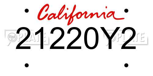 21220Y2 California License Plate