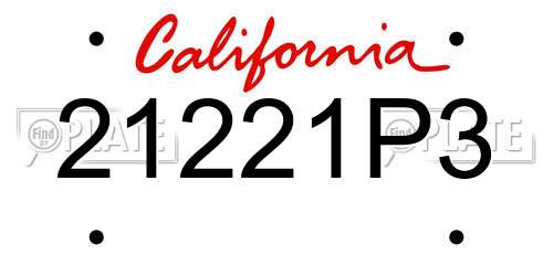 21221P3 California License Plate