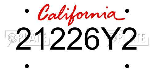 21226Y2 California License Plate