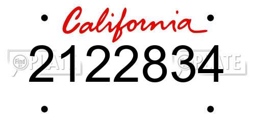 2122834 California License Plate