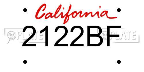 2122BF California License Plate
