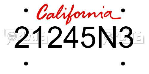 21245N3 California License Plate