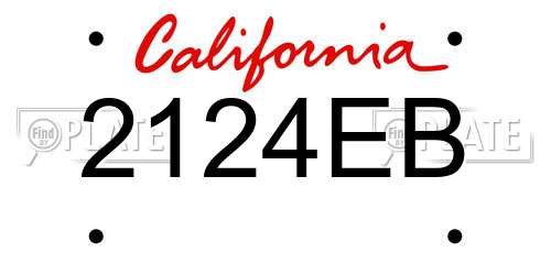 2124EB California License Plate