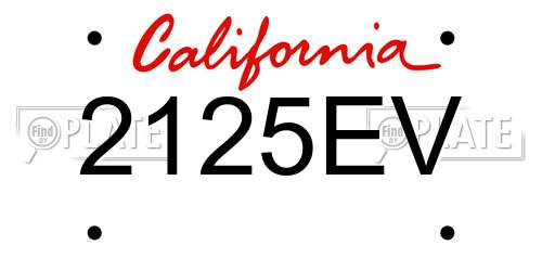 2125EV California License Plate