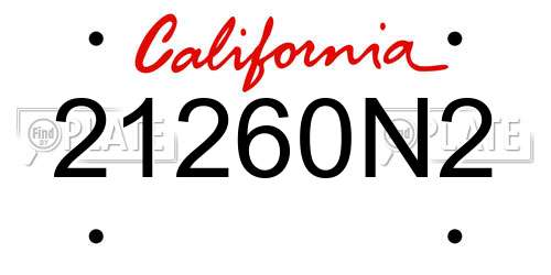 21260N2 California License Plate