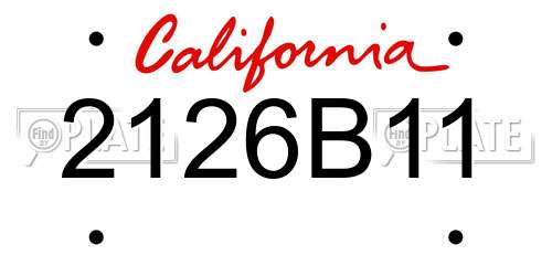 2126B11 California License Plate