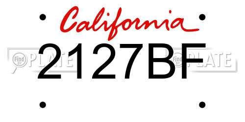 2127BF California License Plate