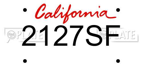 2127SF California License Plate