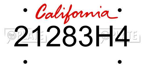 21283H4 California License Plate