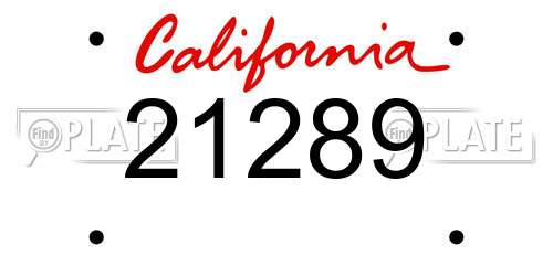 21289 California License Plate