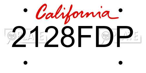 2128FDP California License Plate