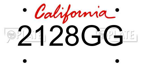 2128GG California License Plate