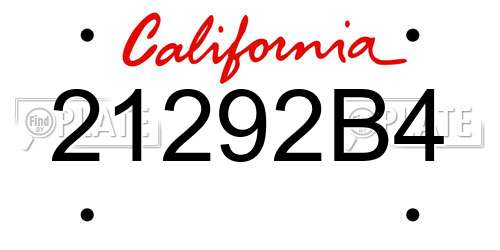 21292B4 California License Plate