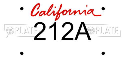 212A California License Plate