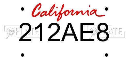 212AE8 California License Plate