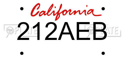 212AEB California License Plate