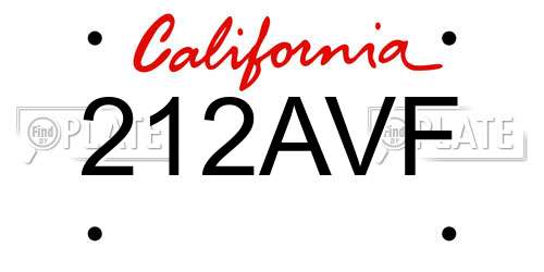 212AVF California License Plate