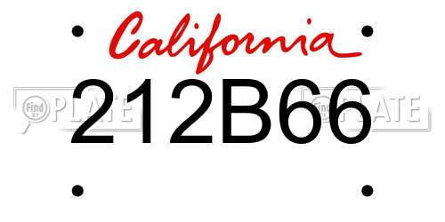 212B66 California License Plate