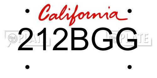 212BGG California License Plate
